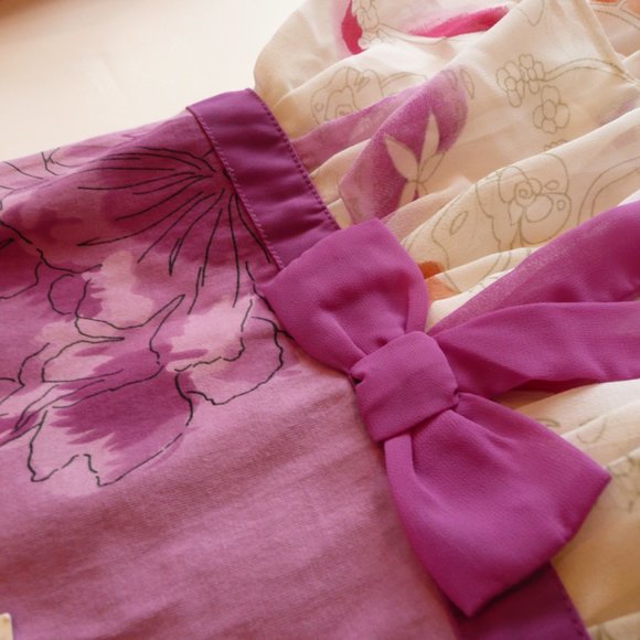 Beetlejuice London Little Girl SZ 6 Purple Dress Watercolor Like Flower Ruffles - Picture 10 of 11